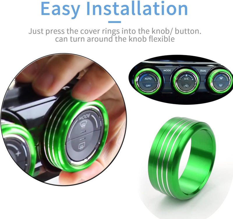 Bentolin For Subaru AC Knob Cover Accessory Center Console Switch Volume Temp Control Button Ring Trim Compatible with Forester 2014-2018, Crosstrek XV 2013-2017,Impreza 2014-2016,WRX/STi 2015-2020 Green 3 PCS - Image 5